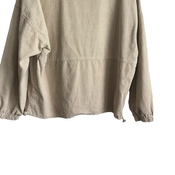 Le Lis Women‎ Top M Beige Collared 1/4 Zip Popover Corduroy Shacket Gorpcore - Picture 10 of 16